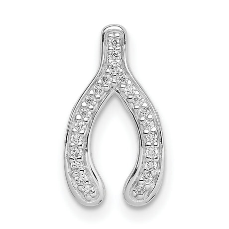 Sterling Silver Wishbone Pendant with Cubic Zirconia, Symbol of Hope and Luck