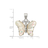 Sterling Silver Butterfly Pendant with Iridescent Mother of Pearl Inlay, Nature Inspired Jewelry