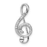 Treble Clef Slide Adorned With CZ Charm Pendant in Real 925 Sterling Silver
