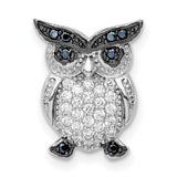 Sterling Silver Owl Pendant with Black and Clear Cubic Zirconia, Wisdom Animal Jewelry