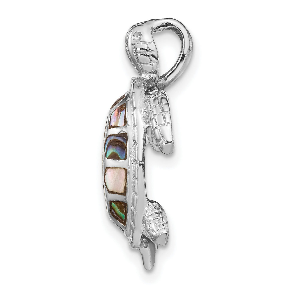 Sterling Silver Sea Turtle Pendant with Abalone Shell Inlay, Coastal Ocean Theme Jewelry