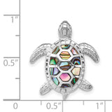 Sterling Silver Sea Turtle Pendant with Abalone Shell Inlay, Coastal Ocean Theme Jewelry