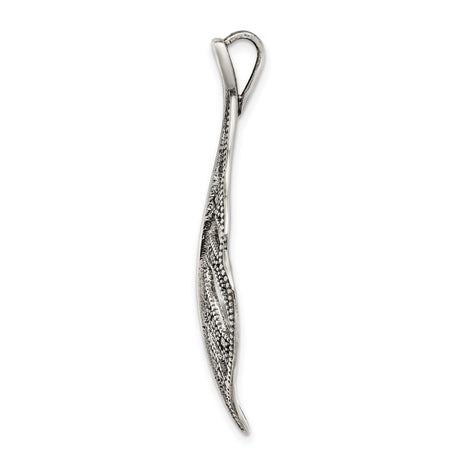 Sterling Silver Leaf Pendant with Marcasite Accents, Openwork Botanical Design