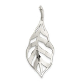 Sterling Silver Leaf Pendant with Marcasite Accents, Openwork Botanical Design