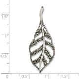 Sterling Silver Leaf Pendant with Marcasite Accents, Openwork Botanical Design