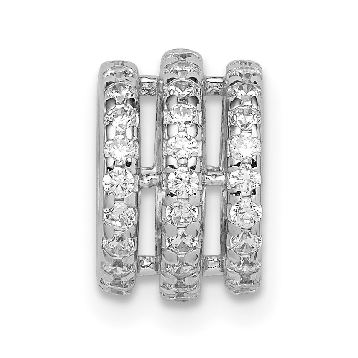 CZ Slide Chain Slide Charm Pendant in Real 925 Sterling Silver