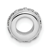 Sterling Silver Charm Bead with Cubic Zirconia Row, European Bracelet Compatible