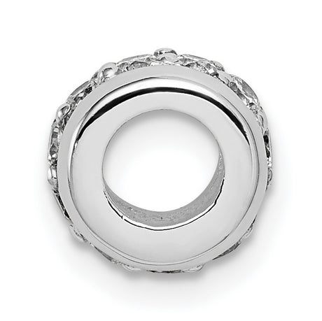 Sterling Silver Charm Bead with Cubic Zirconia Row, European Bracelet Compatible