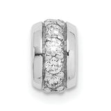 Sterling Silver Charm Bead with Cubic Zirconia Row, European Bracelet Compatible