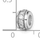 Sterling Silver Charm Bead with Cubic Zirconia Row, European Bracelet Compatible