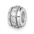 Sterling Silver Charm Bead with Cubic Zirconia Row, European Bracelet Compatible
