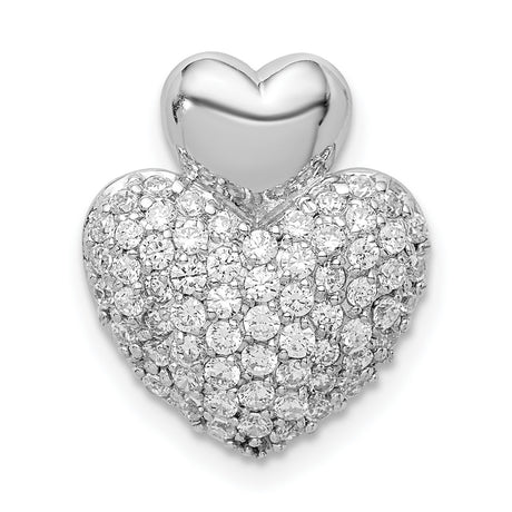 Sterling Silver Heart Pendant with Cubic Zirconia, Polished Romantic Design for Women