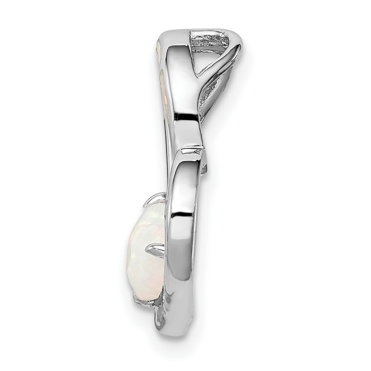 Sterling Silver Heart Pendant with Lab Created Opal Inlay and Heart-Shaped Center Stone