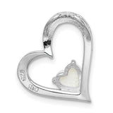 Sterling Silver Heart Pendant with Lab Created Opal Inlay and Heart-Shaped Center Stone