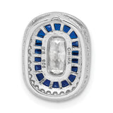 Sterling Silver Cocktail Ring with Emerald Cut Cubic Zirconia, Blue Baguette Halo, Crystal Accents