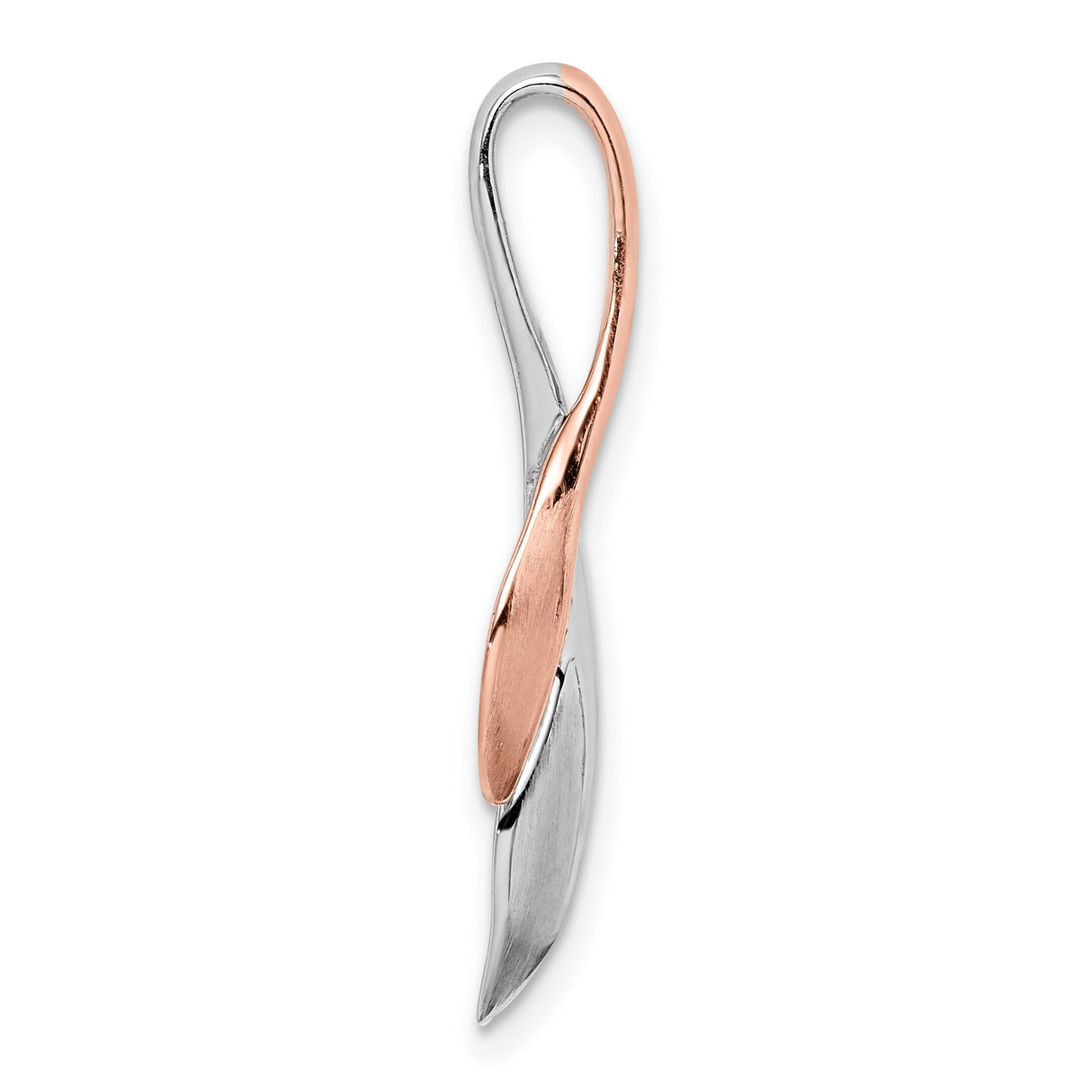 Sterling Silver Twisted Leaf Pendant with Rose Gold Plating, Contemporary Nature-Inspired Design
