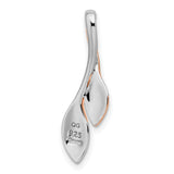 Sterling Silver Twisted Leaf Pendant with Rose Gold Plating, Contemporary Nature-Inspired Design