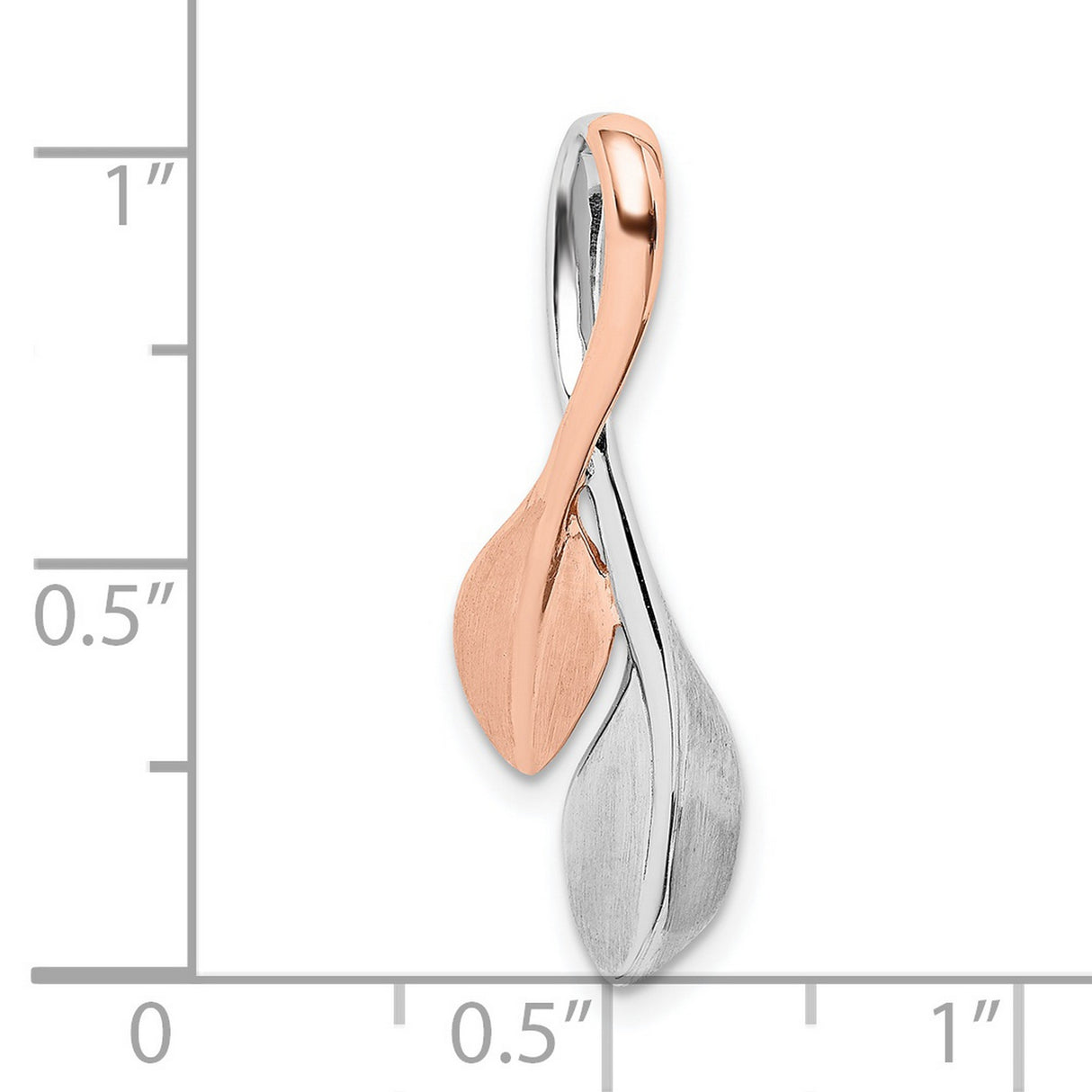 Sterling Silver Twisted Leaf Pendant with Rose Gold Plating, Contemporary Nature-Inspired Design