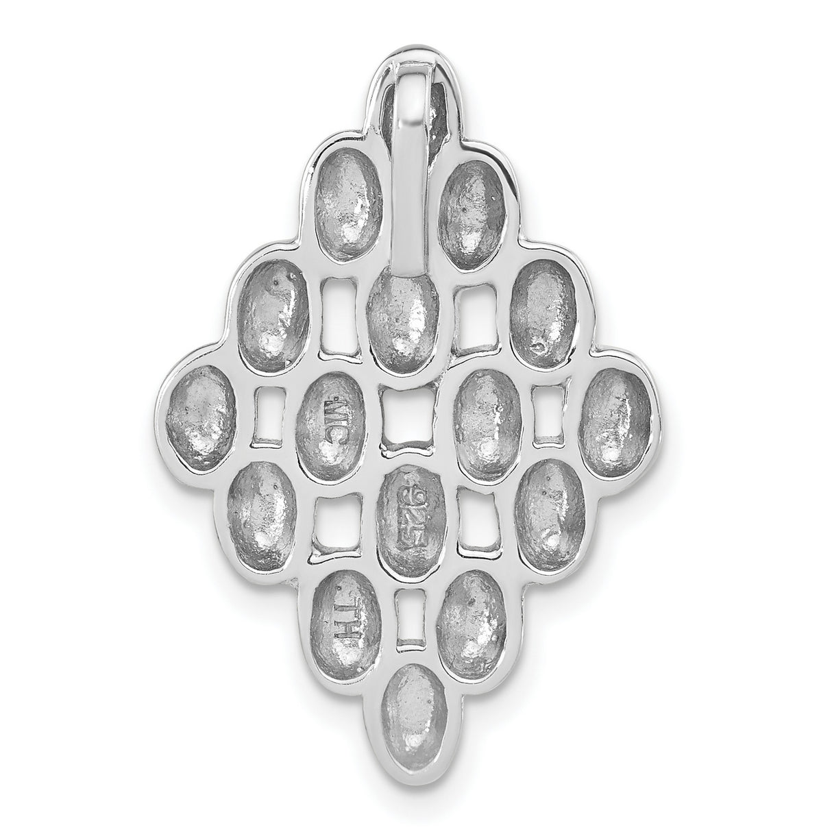 Sterling Silver Pendant with Raised Oval Cluster, Abstract Geometric Design for Women or Unisex