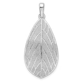 Sterling Silver Leaf Pendant with Vein Detail, Textured Botanical Design, Boho Minimalist Jewelry