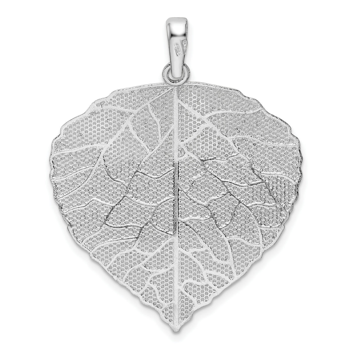 Sterling Silver Leaf Pendant with Vein Texture, Organic Design, Botanical Nature Motif