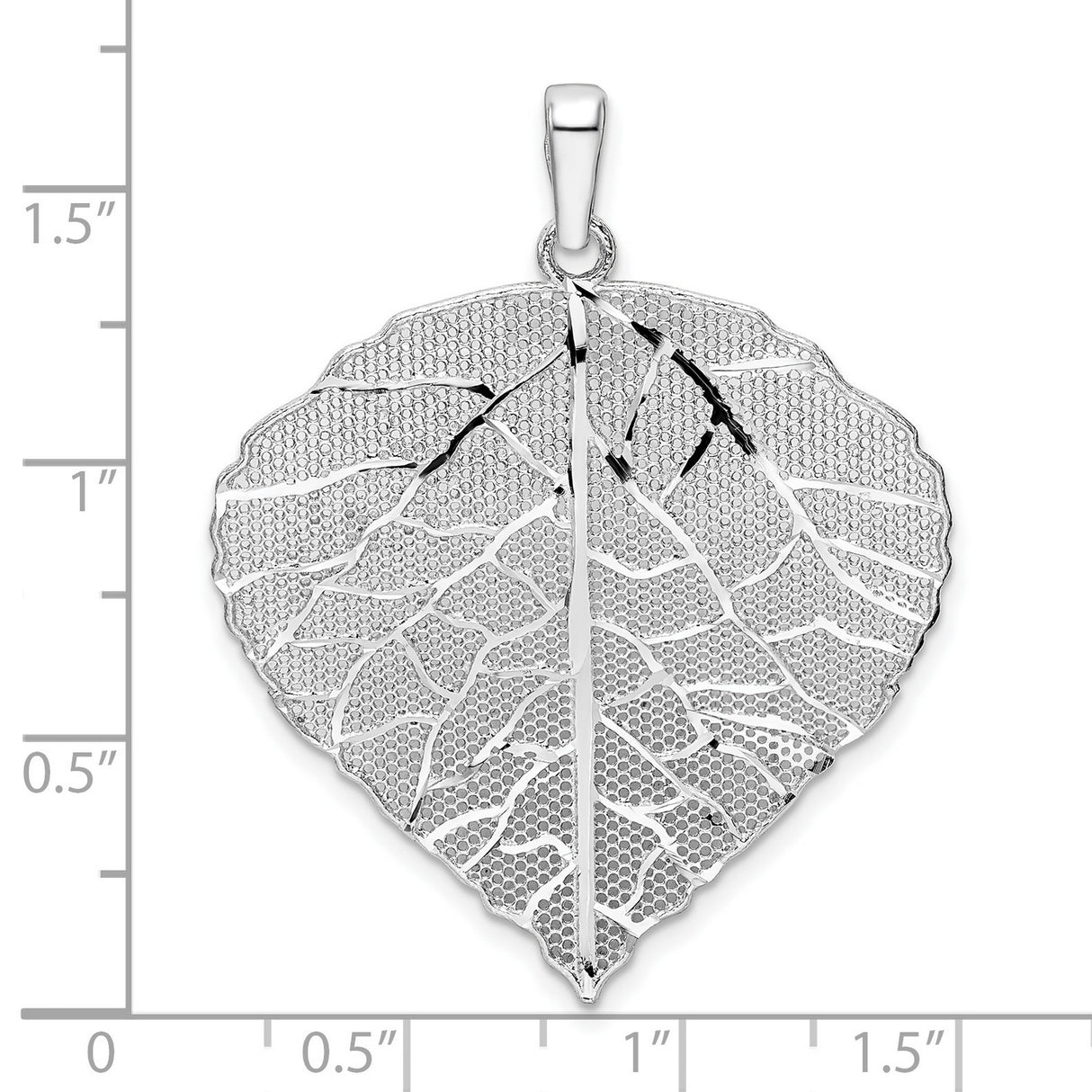 Sterling Silver Leaf Pendant with Vein Texture, Organic Design, Botanical Nature Motif