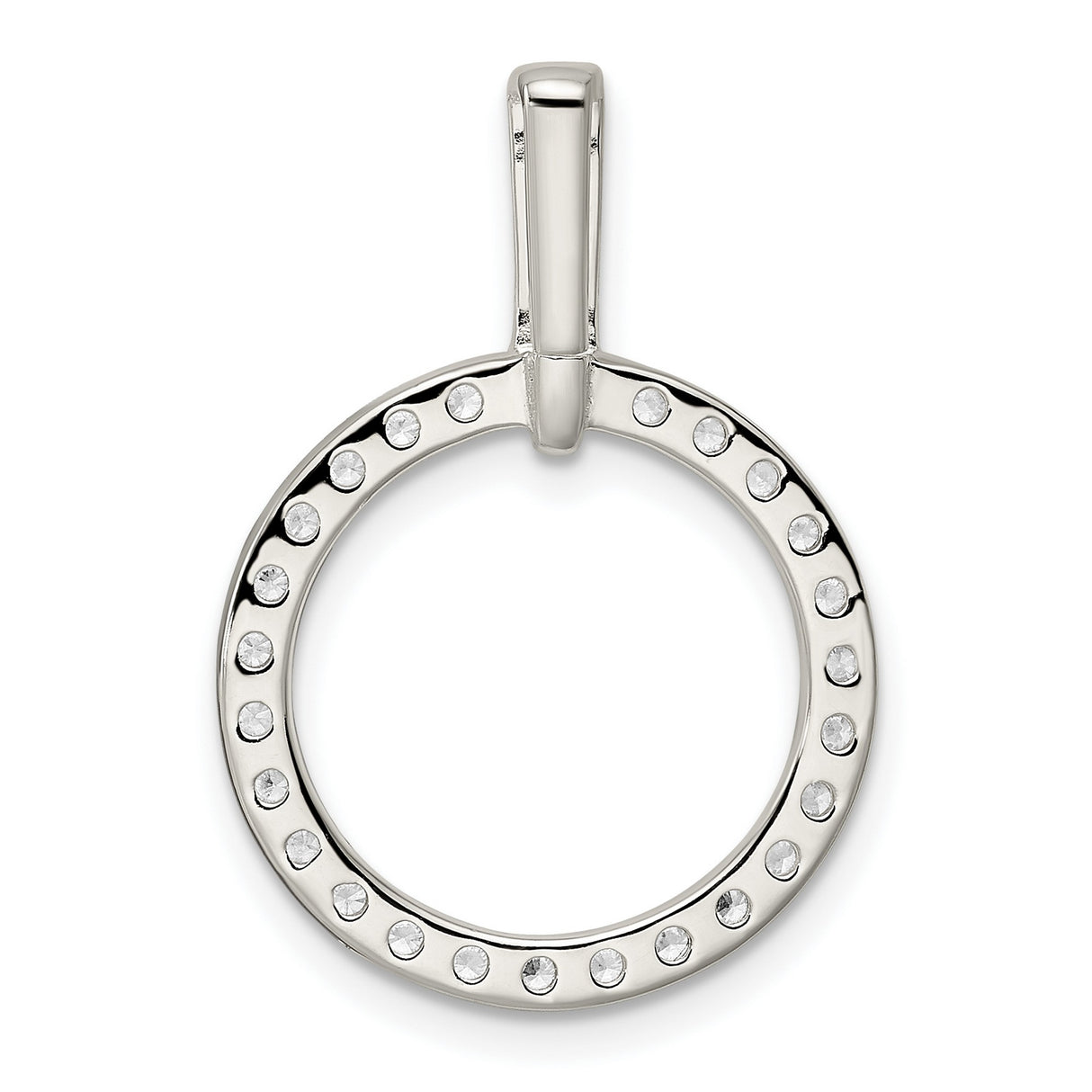 Sterling Silver Open Circle Pendant with Cubic Zirconia, Minimalist Eternity Symbol Jewelry for Women