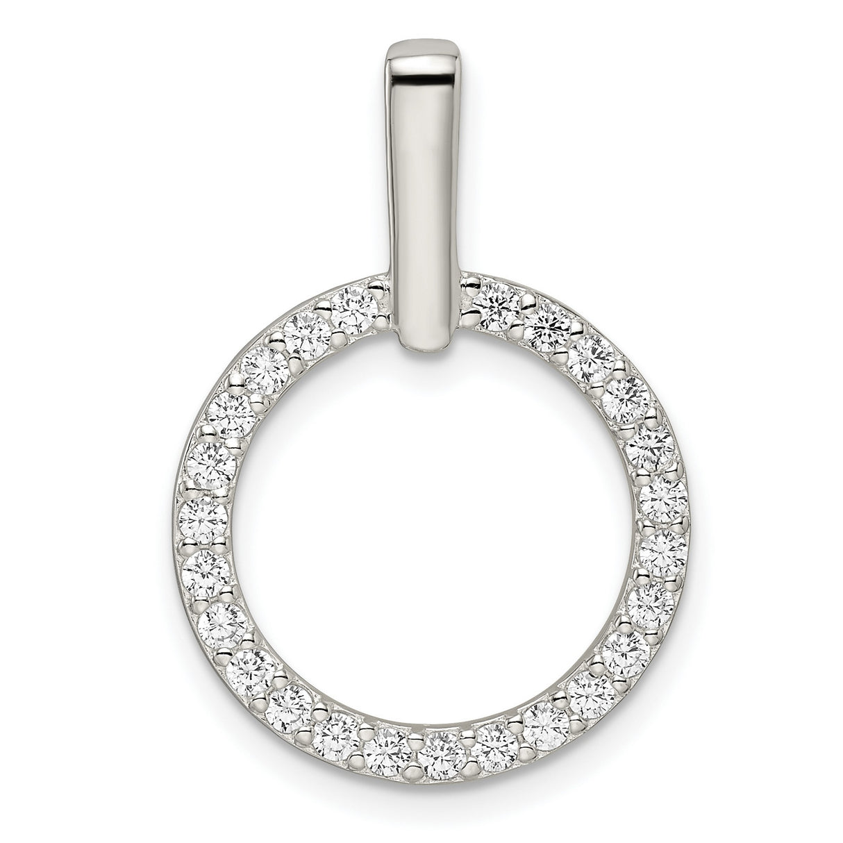 Sterling Silver Open Circle Pendant with Cubic Zirconia, Minimalist Eternity Symbol Jewelry for Women