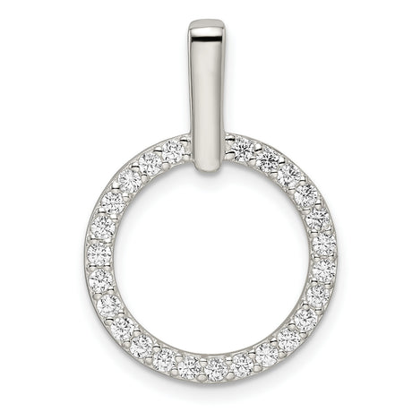 Sterling Silver Open Circle Pendant with Cubic Zirconia, Minimalist Eternity Symbol Jewelry for Women