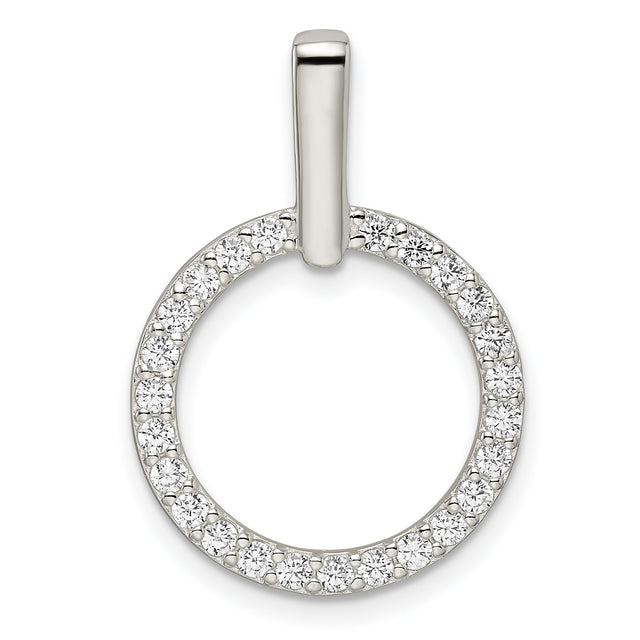 Sterling Silver Open Circle Pendant with Cubic Zirconia, Minimalist Eternity Symbol Jewelry for Women