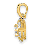 Sterling Silver Pendant with Cubic Zirconia, Floral Cluster Design, Gold Plated Finish