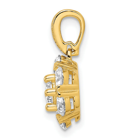 Sterling Silver Pendant with Cubic Zirconia, Floral Cluster Design, Gold Plated Finish