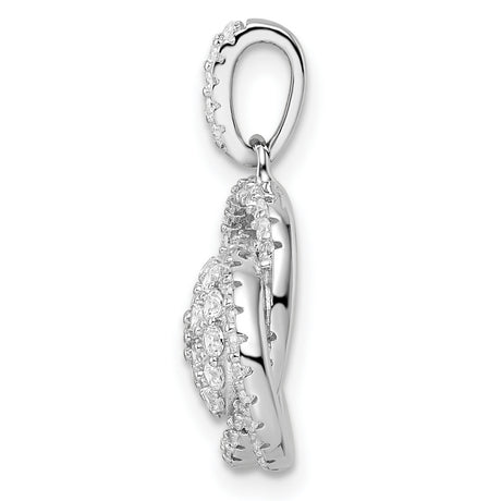 Polished CZ Knot Charm Pendant in Real 925 Sterling Silver
