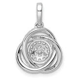 Polished CZ Knot Charm Pendant in Real 925 Sterling Silver
