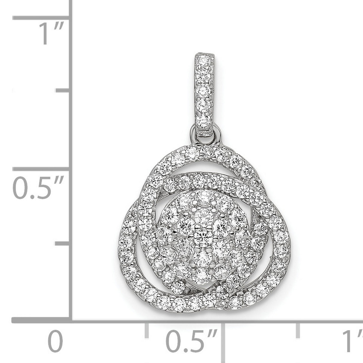Polished CZ Knot Charm Pendant in Real 925 Sterling Silver