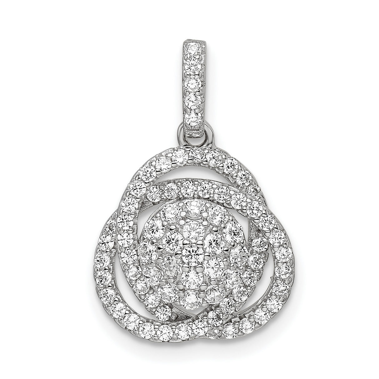 Polished CZ Knot Charm Pendant in Real 925 Sterling Silver