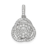 Polished CZ Knot Charm Pendant in Real 925 Sterling Silver