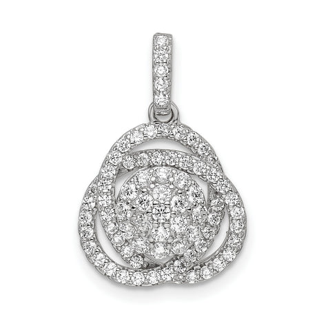 Polished CZ Knot Charm Pendant in Real 925 Sterling Silver