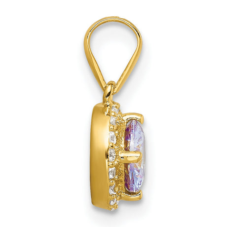 Gold Tone Purple CZ Charm Pendant in Real 925 Sterling Silver