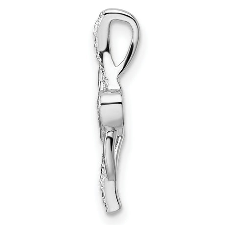 Sterling Silver Heart Pendant with Two Heart-Shaped Cubic Zirconia and Pavé Accents