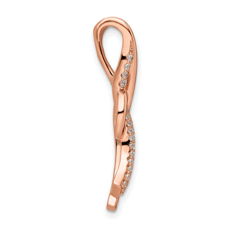 Sterling Silver Pendant with Cubic Zirconia, Rose Gold Plated Swirl Twist Design for Women