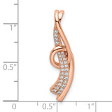 Sterling Silver Pendant with Cubic Zirconia, Rose Gold Plated Swirl Twist Design for Women