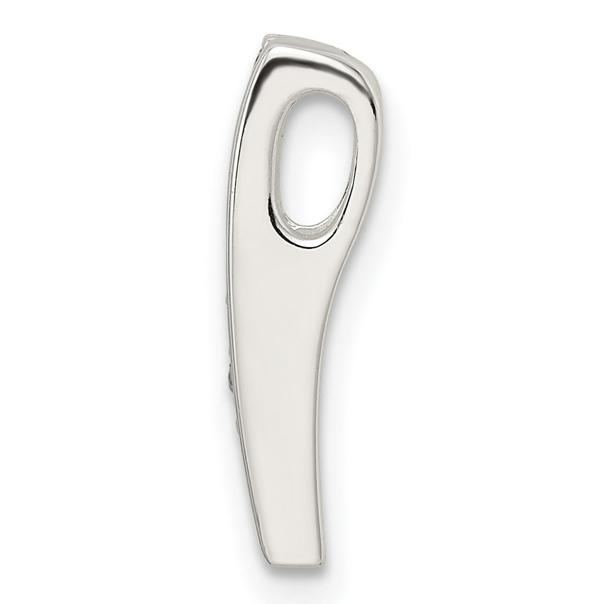 Polished CZ Chain Slide Charm Pendant in Real 925 Sterling Silver