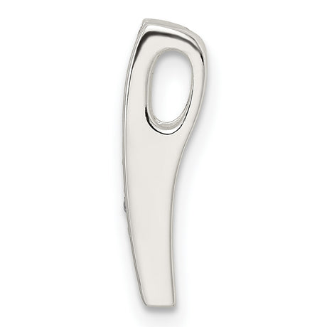 Polished CZ Chain Slide Charm Pendant in Real 925 Sterling Silver