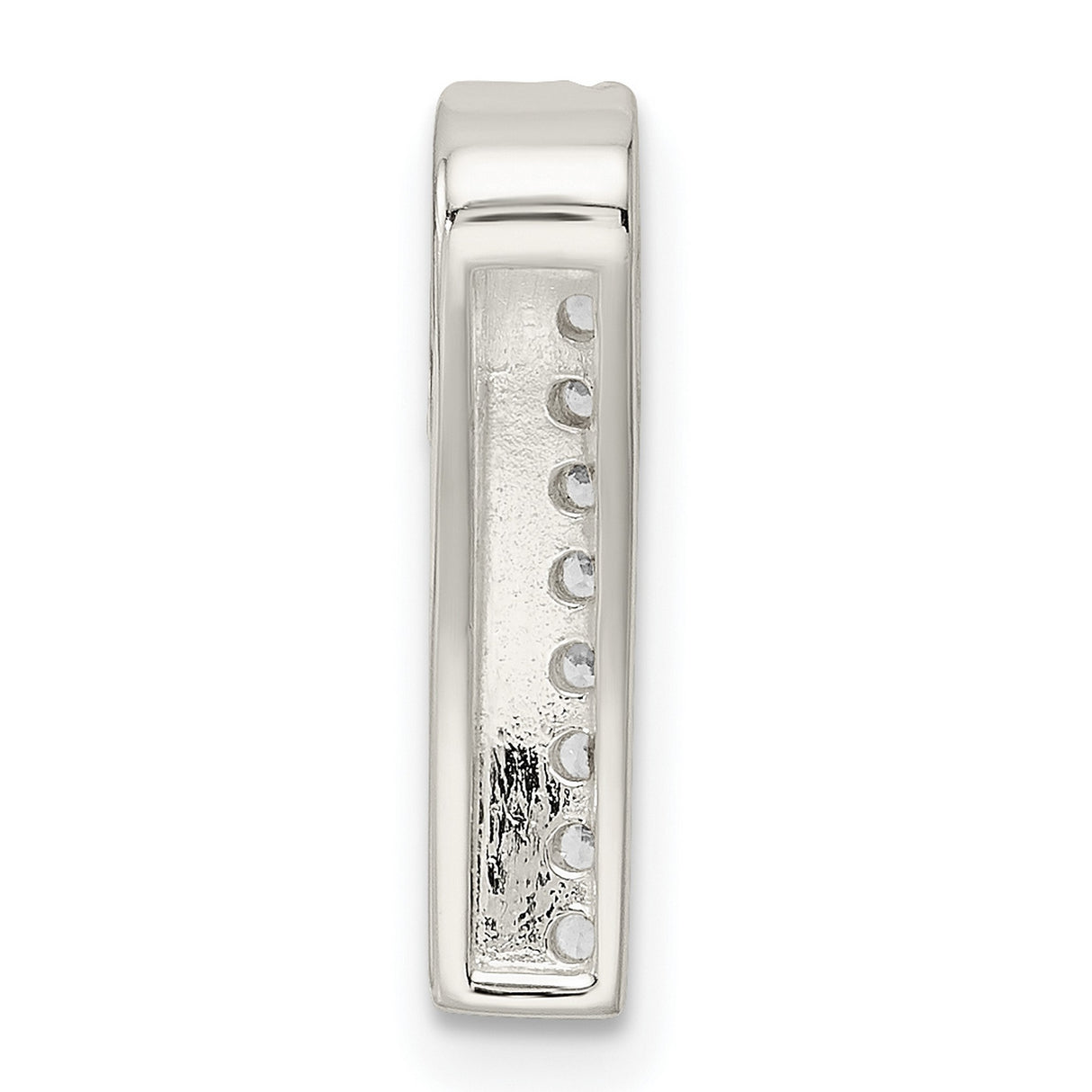 Polished CZ Chain Slide Charm Pendant in Real 925 Sterling Silver