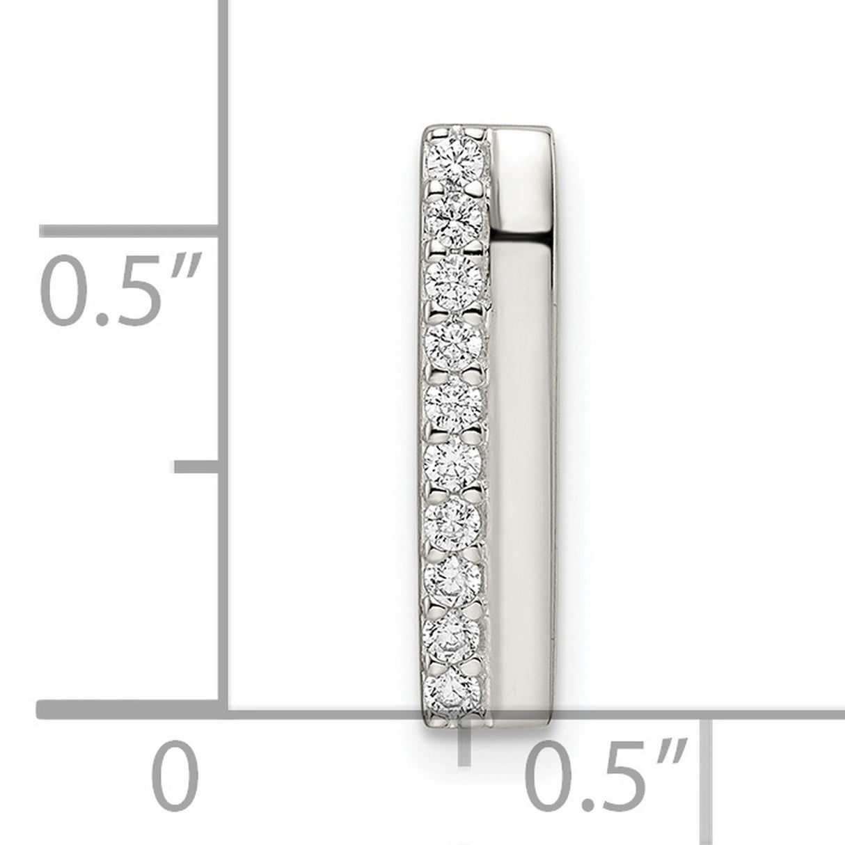 Polished CZ Chain Slide Charm Pendant in Real 925 Sterling Silver