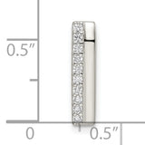 Polished CZ Chain Slide Charm Pendant in Real 925 Sterling Silver