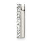 Polished CZ Chain Slide Charm Pendant in Real 925 Sterling Silver
