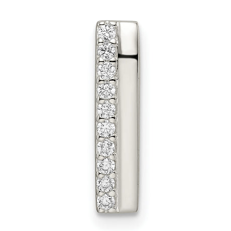 Polished CZ Chain Slide Charm Pendant in Real 925 Sterling Silver