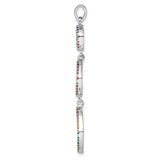 Sterling Silver Pendant with Multicolor Cubic Zirconia, Geometric Diamond Link Design for Women